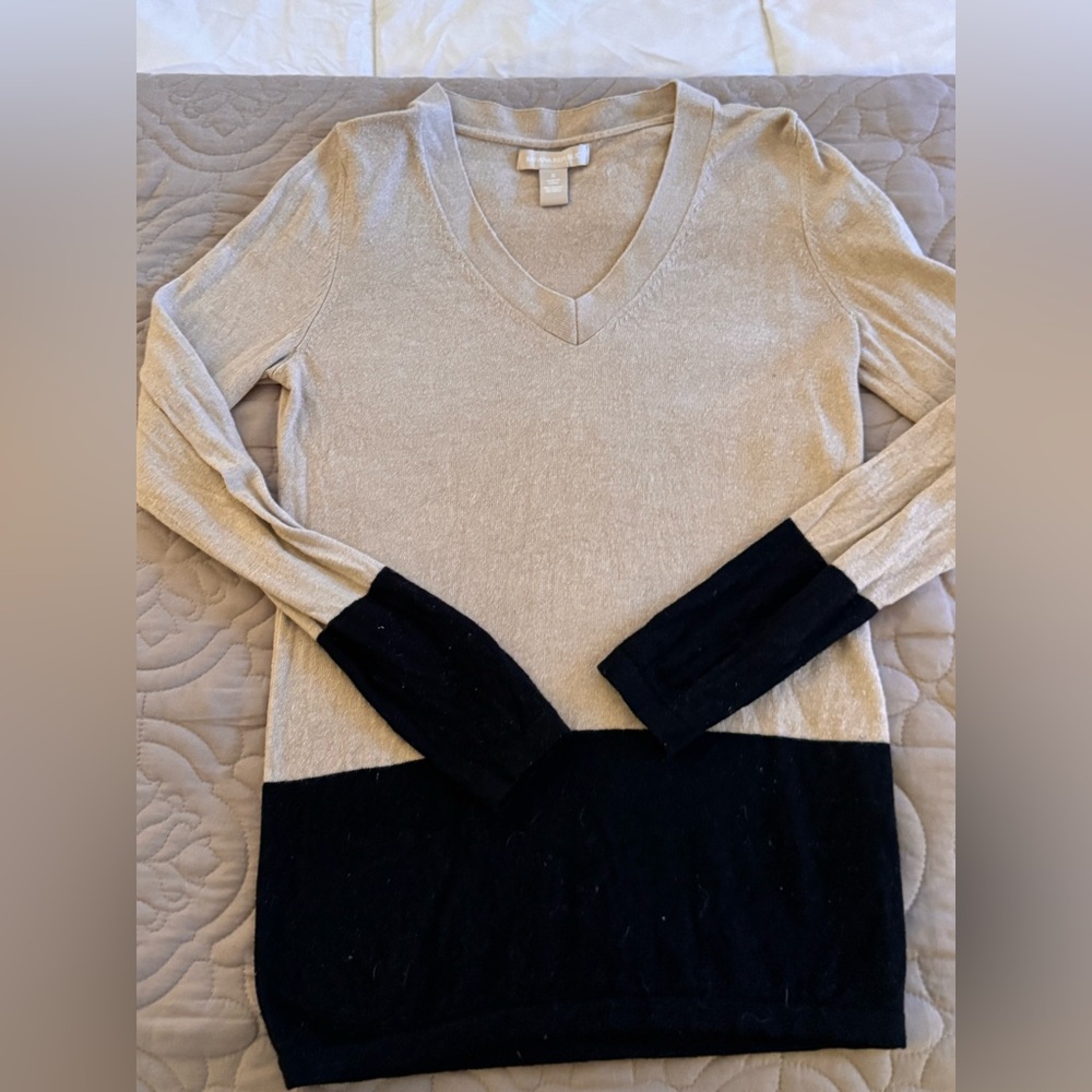 Banana Republic V-Neck Sweater in Tan
